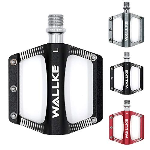 Mountain Bike Pedal : W Wallke Mountain Bike Pedals Non-Slip Aluminum Alloy Pedal 9 / 16 Plat Pedals for Bicycle (Black)