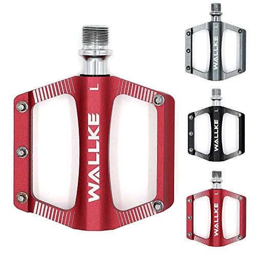 Mountain Bike Pedal : W Wallke Mountain Bike Pedals Non-Slip Aluminum Alloy Pedal 9 / 16 Plat Pedals for Bicycle (Red)