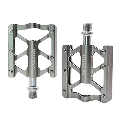 Mountain Bike Pedal : W.zz Bicycle pedal aluminum alloy riding spare parts mountain bike pedals three bearings, 1 Pair 9 / 16, Gray