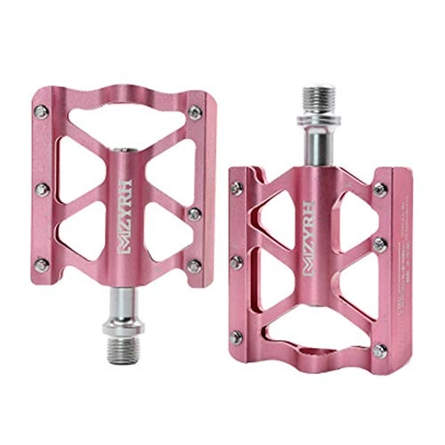 Mountain Bike Pedal : W.zz Bicycle pedal aluminum alloy riding spare parts mountain bike pedals three bearings, 1 Pair 9 / 16, Pink