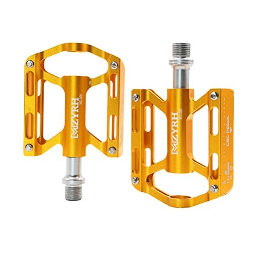 Mountain Bike Pedal : Wakauto Mountain Bike Pedals, 1 Pair of Aluminium Alloy Bike Bearings Foldable Bicycle Riding Accessories Bicycle Pedal Accessories Golden