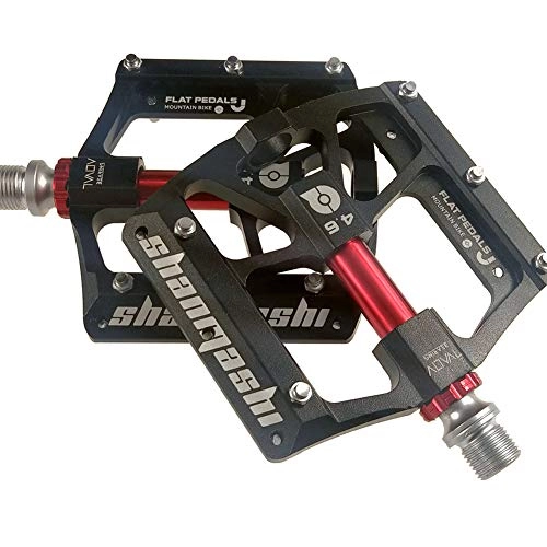 Mountain Bike Pedal : WANGLXFC Durable Aluminum Alloy Bike Pedals Biking Mountain Bicycles Aluminum Alloy Flat 3 Sealed Bearing Parts Platform Lightweight Pedal Cycling Bearings Cozy, red