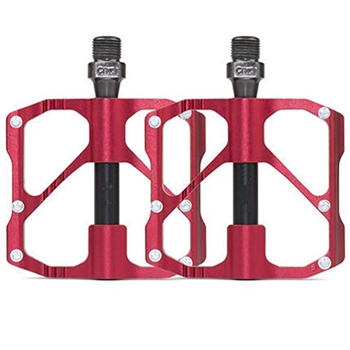 Mountain Bike Pedal : WANGLXFC Durable Bicycle Cycling Bike Pedals, Aluminum Antiskid Durable Mountain Bike Pedals Road Bike Pedals, 3 Bearings Cozy, Red