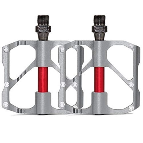 Mountain Bike Pedal : WANGLXFC Durable Bicycle Cycling Bike Pedals, Aluminum Antiskid Durable Mountain Bike Pedals Road Bike Pedals, 3 Bearings Cozy, Silver