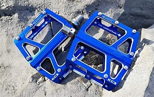 Mountain Bike Pedal : WangQianNan Foot pedal Ultra Light MTB Bicycle Pedal All CNC Mtb DH XC Mountain Bike Pedal 2DU Bearing Aluminum Pedals Bicycle replacement pedals (Color : Blue)