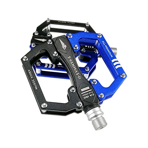 Mountain Bike Pedal : Wangxiaoxia Bike Pedals Mountain Bike Pedals 1 Pair Aluminum Alloy Antiskid Durable Bike Pedals Surface For Road BMX MTB Bike 4 Colors (SMS-CA150) Universal Use (Color : Blue)