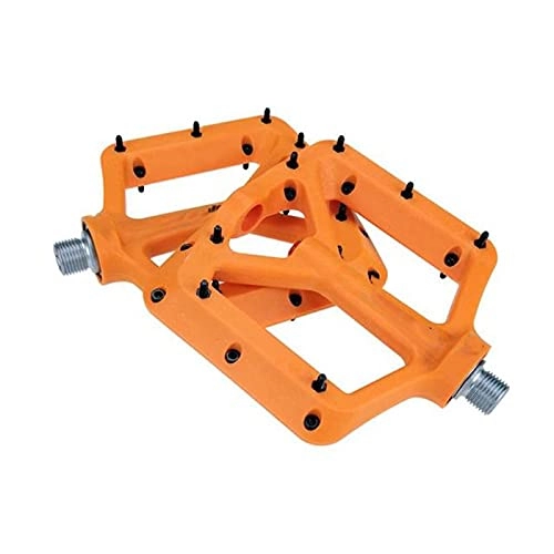 Mountain Bike Pedal : WanuigH Bike Pedals Bicycle Pedals Composite MTB Road Bike Pedals Large Wide Bearing Ultralight Cycling Pedals Platform Mountain Wide (Color : Orange, Size : 11.8x12x2.1cm)