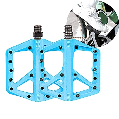 Mountain Bike Pedal : WBias&Belief Pedals, Lightweight Nylon Fiber Platform Flat Pedals, Mountain Bike Pedals with Removable Anti-Skid Nails, Bike Pedals for Road Mountain BMX Bike 9 / 16", One Size Blue