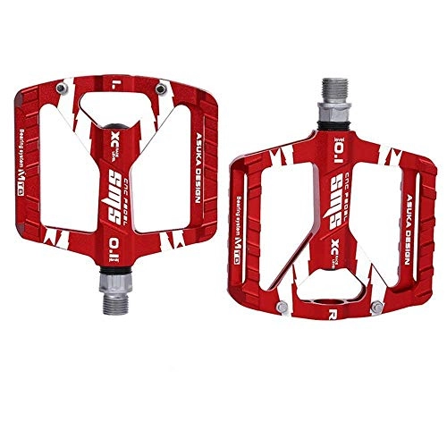 Mountain Bike Pedal : weichuang Bicycle pedal Bicycle Pedals Aluminum Pedals for Bicycle Non-Slip Wear-Resistant MTB Pedal for Bike MTB Bike Components Mountain bike pedal (Color : Red)