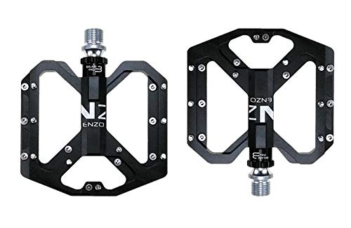 Mountain Bike Pedal : weichuang Bicycle pedal Flat foot Ultralight Mountain Bike Pedals MTB CNC Aluminum Alloy Sealed 3 Bearing Anti-slip Bicycle Pedals Bicycle Parts Mountain bike pedal (Color : Black)