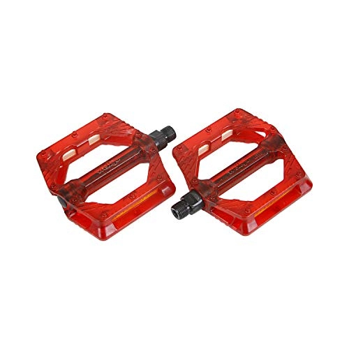 Mountain Bike Pedal : Wellgo B223P-RED Cr-Mo Spindle 9 / 16" DU Sealed Bearings Performance Road Fixed Bicycle Pedals with Translucent Color (Red)