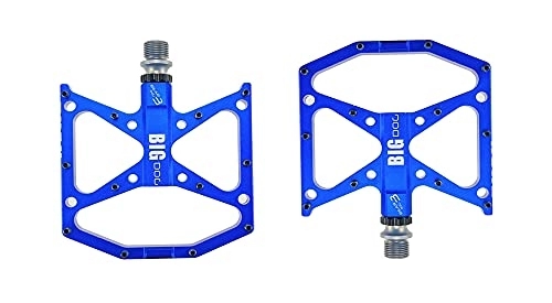 Mountain Bike Pedal : WENYOG Bike Pedals Ultralight Flat Foot Mountain Bike Pedals MTB CNC Aluminum Alloy Sealed 3 Bearing Anti Slip Bicycle Pedals Bicycle Parts 06 (Color : Blue)