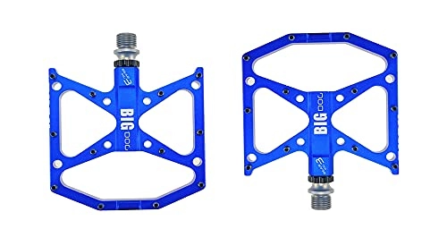 Mountain Bike Pedal : WENYOG Bike Pedals Ultralight Flat Foot Mountain Bike Pedals MTB CNC Aluminum Alloy Sealed 3 Bearing Anti Slip Bicycle Pedals Bicycle Parts (Color : Blue)
