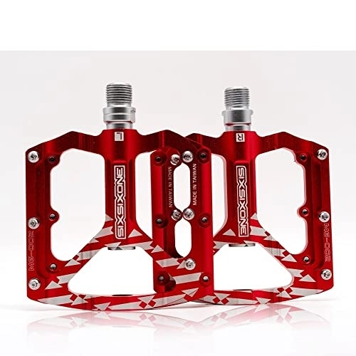 Mountain Bike Pedal : WENZI9DU 02 Mountain Bike Pedals Cycling Aluminium Alloy MTB Pedal, a pair 310g (Color : Red)