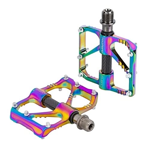 Mountain Bike Pedal : WENZI9DU Cycling Pedals Titanium Shaft Carbon Tube Bicycle Pedals Cycling Accessories Mountain Bikes 3 Palin Pedals Road Bike Pedals (Color : PD-R)