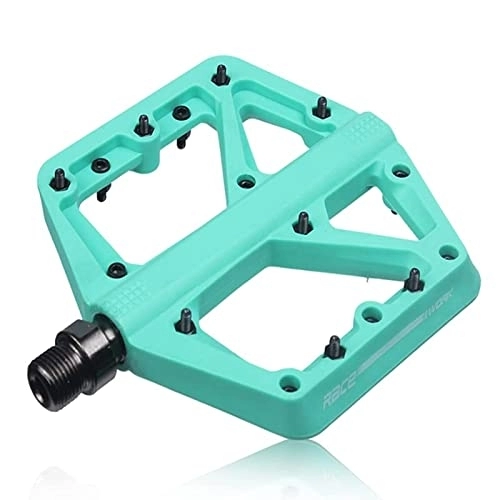 Mountain Bike Pedal : WENZI9DU Racework Bicycle Pedals Mtb Nylon Platform Footrest Flat Mountain Bike Paddle Grip Pedalen Bearings Footboards Cycling Foot Hold (Color : Bianchi Green)