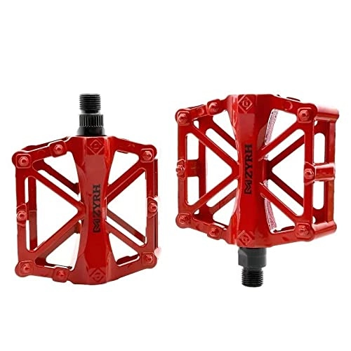Mountain Bike Pedal : WENZI9DU Ultralight Seal Bearings Bicycle Pedals Aluminum Alloy Road bmx Mtb Pedals Flat Platform Bicycle Parts Accessories (Color : Red)