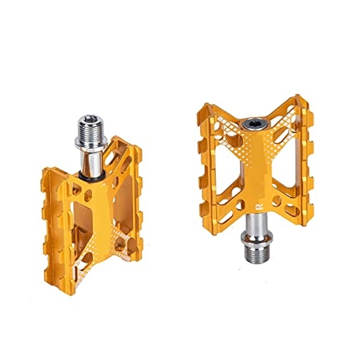 Mountain Bike Pedal : WERCDC Pedals, Bike Pedals Bike Pedals Aluminum Alloy Ultralight Bearing Pedal for Folding Bike Mountain Bike (Color : Golden)
