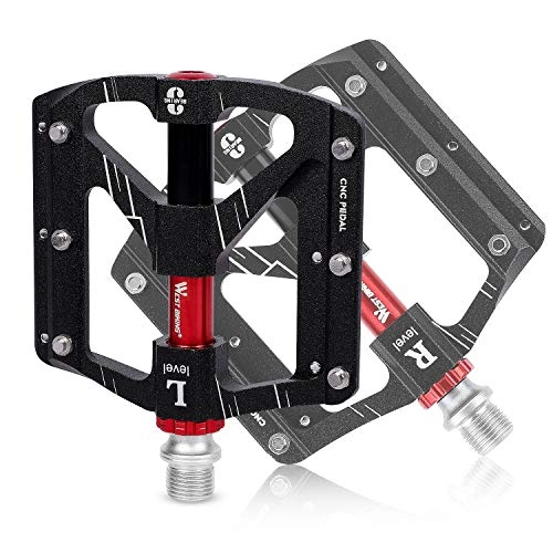 Mountain Bike Pedal : WESTGIRL Lightweight Mountain Bike Pedals 9 / 16" - Aluminum Alloy 3 Sealed Bearing Axle, Anti-Skid Bicycle Flat Platform Pedals, Mountain Road Off Road Fixie Bike Accessories
