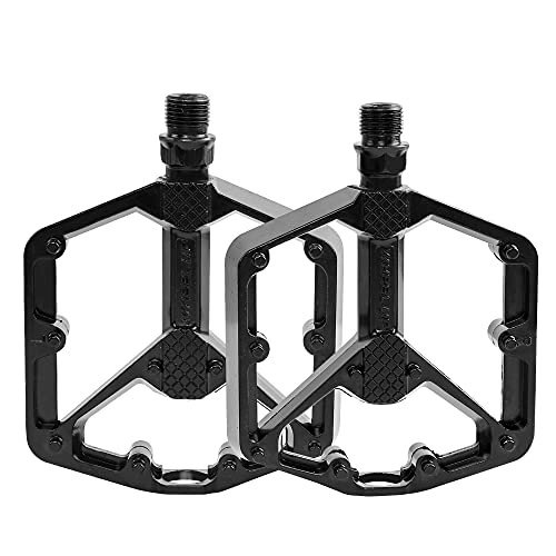 Mountain Bike Pedal : wheelup Bicycle Non-Slip Pedal 9 / 16" Dual Bearing Lightweight and Effortless Wide Platform Flat Pedal Cycling Riding Accessories Parts Metal Bike Pedal for Mountain MTB BMX Bike