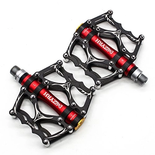 Mountain Bike Pedal : Willyn JT40 Ultra-Light Trekking Racing Bike Pedals, 3 x Sealed Bearings, Anti-Slip Bicycle Pedals, Black with Red