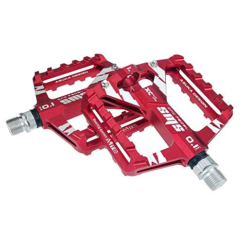 Mountain Bike Pedal : Wivilly Bicycle Pedal Aluminum Alloy Ultra-Light Anti-Skid Pedal 9 / 16 Inch Sealed Bearing Axle Mountain Bike Road Bike Bicycle Accessories, Red