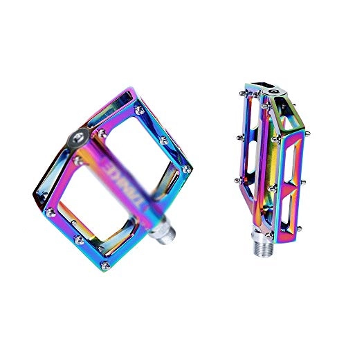 Mountain Bike Pedal : WJTMY Bicycle Pedals Ultralight Aluminum Alloy Colorful Hollow Anti-skid Bearing Mountain Bike Accessories MTB Foot Pedals