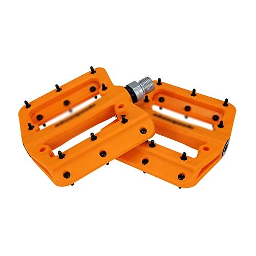 Mountain Bike Pedal : WJTMY Durable Bicycle Cycling Pedals, Nylon Anti Slip Durable Mountain MTB Bike Pedals Ultralight Cycling Road Bike Pedals, Waterproof and Dustproof (Color : Orange)