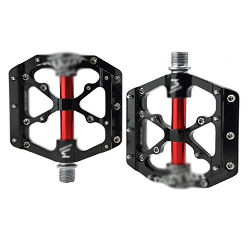 Mountain Bike Pedal : WJTMY Durable Bicycle Pedal, Pedals Bike Pedal Bicycle Platform Flat Pedals Cycling Sealed Bearing Aluminum Alloy Pedal for Road Mountain Bike 9 / 16" (Color : Black)