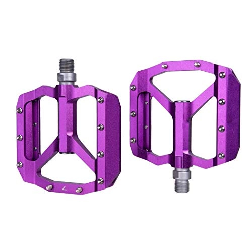 Mountain Bike Pedal : WJTMY Durable Mountain Bike Pedals, Aluminum Alloy Flat-Platform Pedals, for Mountain Bike Bicycle, 1 Pair (Color : Purple)