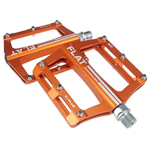 Mountain Bike Pedal : WMM Alloy Flat-Platform Pedals For Cycling Mountain MTB BMX Bike Bicycle Bearing 9 / 16 Inch (Color : Orange)