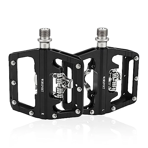 Mountain Bike Pedal : WOWSPORT MTB Mountain Bike Pedals MTB Clipless Pedals Compatible with SPD Mountain Bike Dual Sided Flat Platform 916 Pedals with Cleats for Road MTB Mountain Bikes (Black)