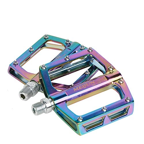 Mountain Bike Pedal : WOXING Bicycle Pedals, Aluminum Alloy MTB Bike Pedals, Sealed Bearing Axle Shaft Diameter 9 16 Inches 16 Non-slip Pins, For City Bike BMX-Color 140 * 91 * 16mm