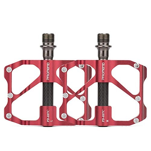 Mountain Bike Pedal : WOXING MTB Aluminum Alloy Bicycle Pedals, Road Shaft Diameter 9 16 Inches Bike Pedals, BMX Outdoor Bicycles, Cleats-The road is red 98 * 70 * 94mm
