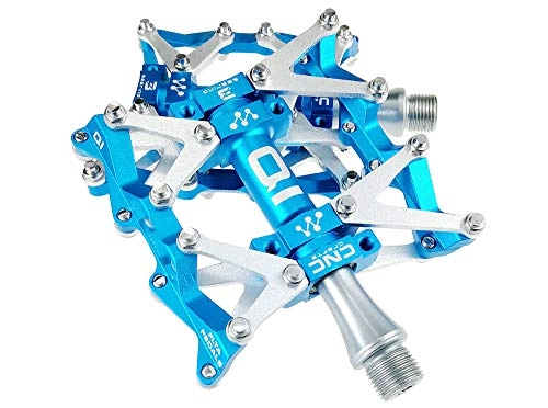 Mountain Bike Pedal : WSBBQ 3 Bearings Mountain Bike Pedals Platform Bicycle Flat Alloy Pedals 9 / 16" Pedals Non-Slip Alloy Flat Pedals for MTB Road Mountain Bike Cycle, Blue