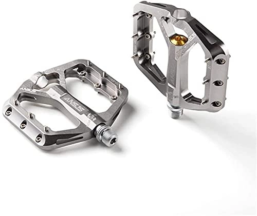 Mountain Bike Pedal : wsbdking Bike Pedals 3 Bearings Mountain Bike Pedals Platform Bicycle Flat Alloy Pedals 9 / 16 (Color : Titanium)