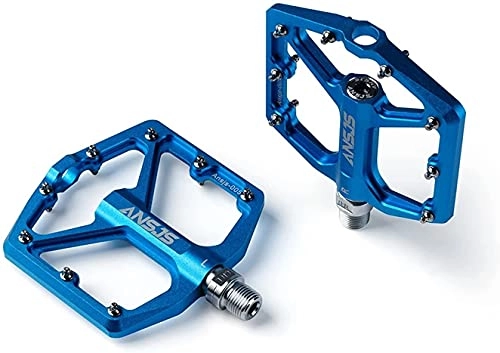Mountain Bike Pedal : wsbdking Bike Pedals Anti Slip Bicycle Pedal Aluminum Alloy CNC Bike Footrest Flat Cycling Pedal Mountain Road Bike Accessories (Color : Blue)