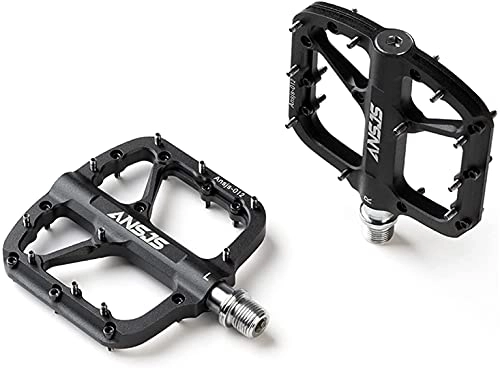 Mountain Bike Pedal : wsbdking Bike Pedals Mountain Bike Pedals Platform Bicycle Flat Alloy Pedals 9 / 16 (Color : A012 Black)