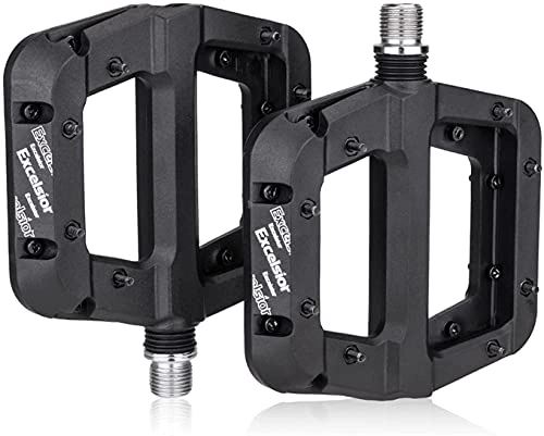 Mountain Bike Pedal : wsbdking Bike Pedals MTB Bike Pedal Nylon 2 Bearing Composite 9 / 16 Mountain Bike Pedals High-Strength Non-Slip Bicycle Pedals Surface for Road (Color : Black)