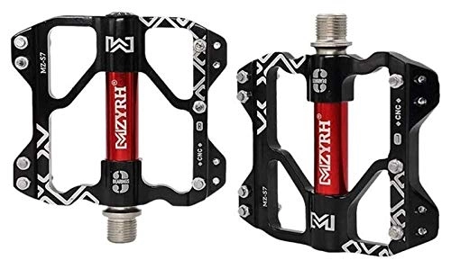 Mountain Bike Pedal : WSGYX 1 Pair Bike Pedals Mountain Road Bicycle Flat Platform MTB Cycling Aluminum Alloy Bike Pedals (Color : Black)