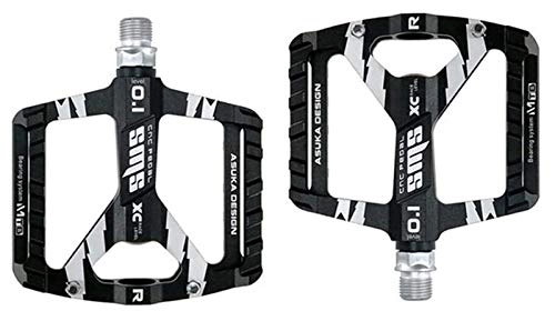 Mountain Bike Pedal : WSGYX 1 Pair Ultra-Light Bicycle MTB Road Mountain Bike Pedals Aluminum Alloy Anti-Slip Universal Bicycle Pedals for Bike Accessories Bike Pedals (Color : Black)