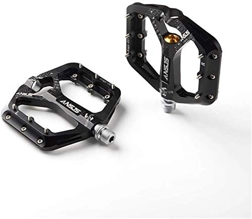 Mountain Bike Pedal : WSGYX 3 Bearings Mountain Bike Pedals Platform Bicycle Flat Alloy Pedals 9 / 16" Pedals Non-Slip Alloy Flat Pedals Bike Pedals (Color : Black)