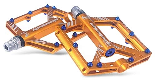 Mountain Bike Pedal : WSGYX Bicycle Pedal Anti-Slip Aluminum Alloy CNC MTB Mountain Bike Pedal Sealed Bearing Pedals Cycling Accessories Bike Pedals (Color : Gold)