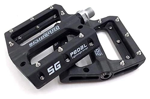 Mountain Bike Pedal : WSGYX Mountain Bike Pedal MTB Pedals Bicycle Flat Pedals Nylon Fiber MTB Cycling Anti-skid Foot Pedal Sports Accessories Bike Pedals (Color : Black)
