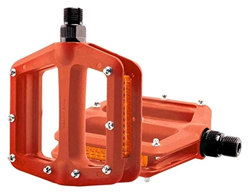 Mountain Bike Pedal : WSGYX Mountain Pedal for Bicycle MTB Pedals Bike Flat Pedals Nylon Fiber Anti-skid Foot Sports Cycling Pedal MTB Accessories Bike Pedals (Color : Orange)