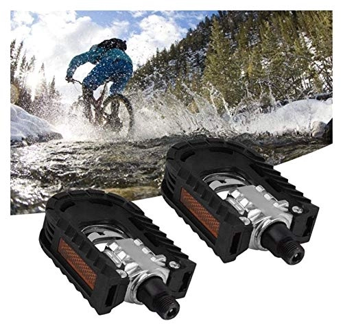 Mountain Bike Pedal : WSGYX Ultra-light CNC Flat Mountain Bike Bicycle Pedals Nylon Fiber Big Foot Road Bearing Folding Cycling Pedals Tool Anti-slip Mtb Bike Pedals (Color : Black)