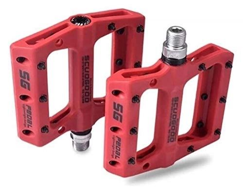 Mountain Bike Pedal : WSGYX Ultra-light Mountain Bike Bicycle Pedals Nylon Fiber 4 Colors Big Foot Road Bike Bearing Pedals Bicycle Bike Parts Bike Pedals (Color : Red)