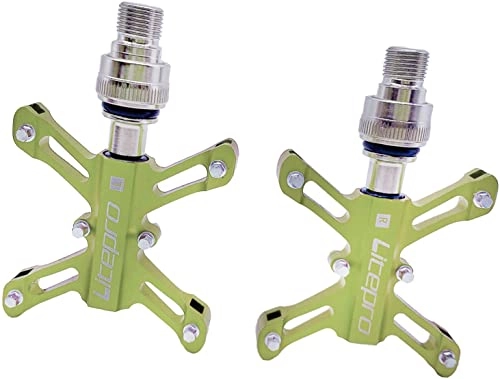 Mountain Bike Pedal : WTfbeusd Aluminum Alloy Lightweight Pedal for Folding Bike, Mountain Bicycle Pedals Quick Release MTB Cycling Pedal with 14mm Thread Sealed Bearings (Colour Name : Green)