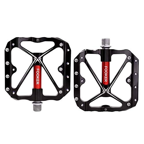 Mountain Bike Pedal : WXIAO Outdoor sports Ansjs Mountain Bike Pedals Non-Slip Bike Pedals Platform Bicycle Flat Alloy Pedals 9 / 16 Needle Roller Bearing (Color : Black)