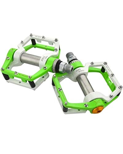 Mountain Bike Pedal : WXX Aluminum Alloy Bicycle Pedals Anti-Slip Mountain Bike Bearing Pedals, Road Bicycle Pedal with 4 Shock Absorbers, White green